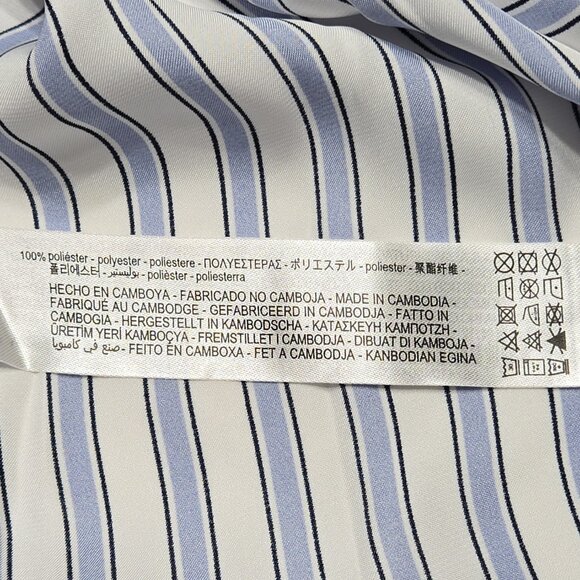 Zara Shirt Womens Small Blue White Striped Button Down 3/4 Sleeve Collared - Picture 11 of 11